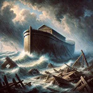 23. Alt levende på jorden blev udslettet – mennesker og dyr, krybdyr og himlens fugle blev udslettet fra jorden. Kun Noah og de, der var med ham i arken, blev tilbage.